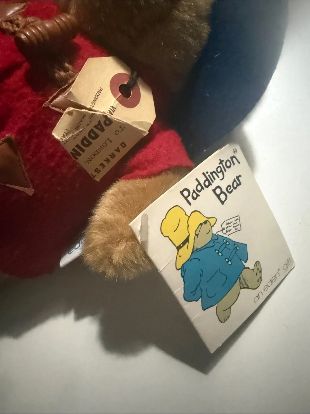 Classic Paddington-Style Plush Bear in Red Coat and Navy Hat